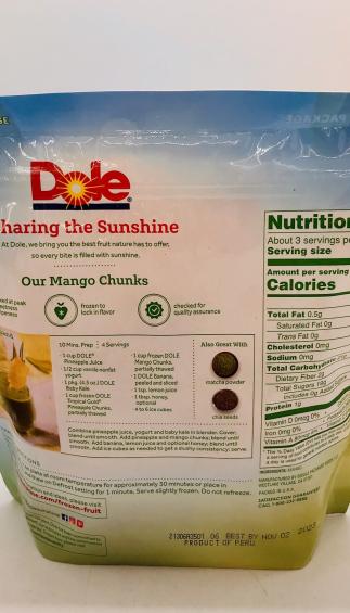 Dole Mango Chunks Keep Frozen 454g