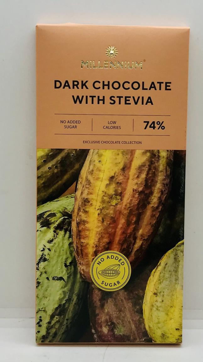 Millennium Dark Chocolate W Stevia 100g.