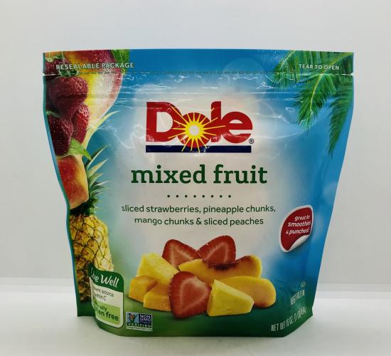 Dole Mixed Fruit Sliced Strawberries, Pineapple chunks, Mango chunks & Sliced Peaches 454g