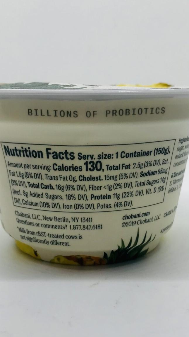 Chobani Greek Yogurt Pineapple 150g.