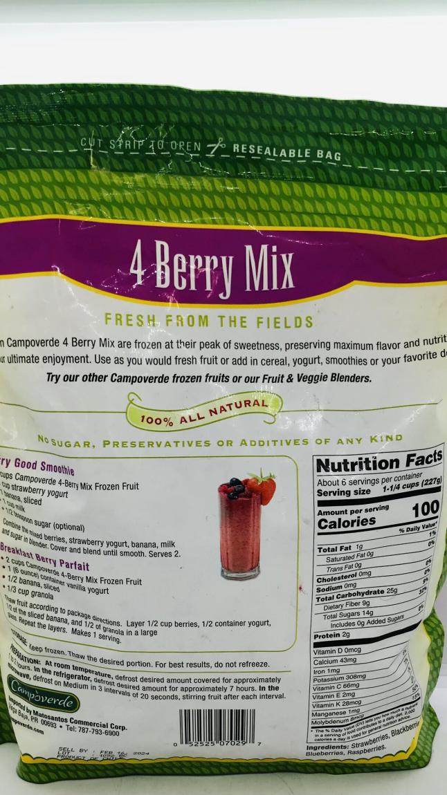 Campoverde 4 Berry Mix Keep Frozen 1.36kg