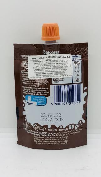 Bakoma Bakus Chocolate-nut milk dessert 80g.