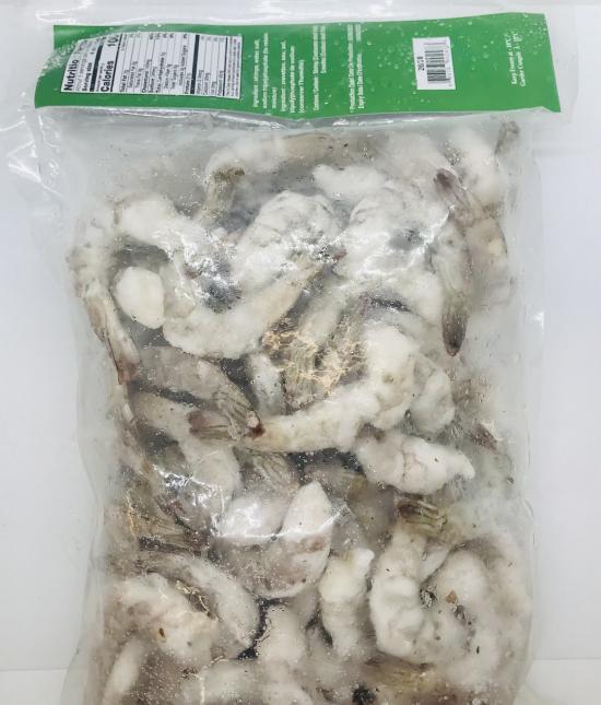 Raw Fresh Frozen Peeled & Deveined Tail-On Shrimps-IQF 908g