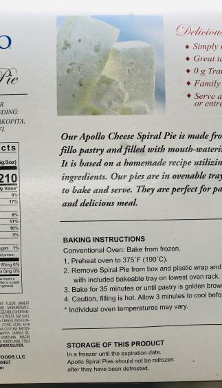 Apollo Spiral Pie Cheese 850g.