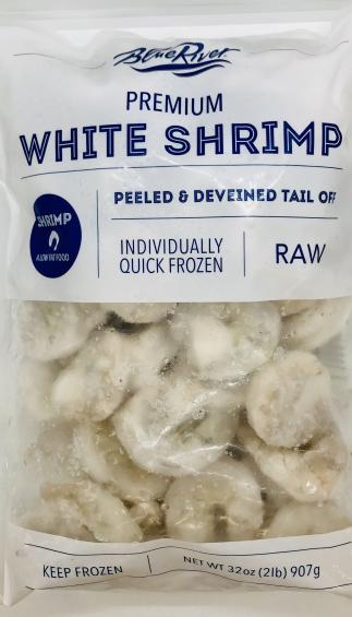 Blue River Premium White Shrimp Peeled & Deveined Tail Off 907g