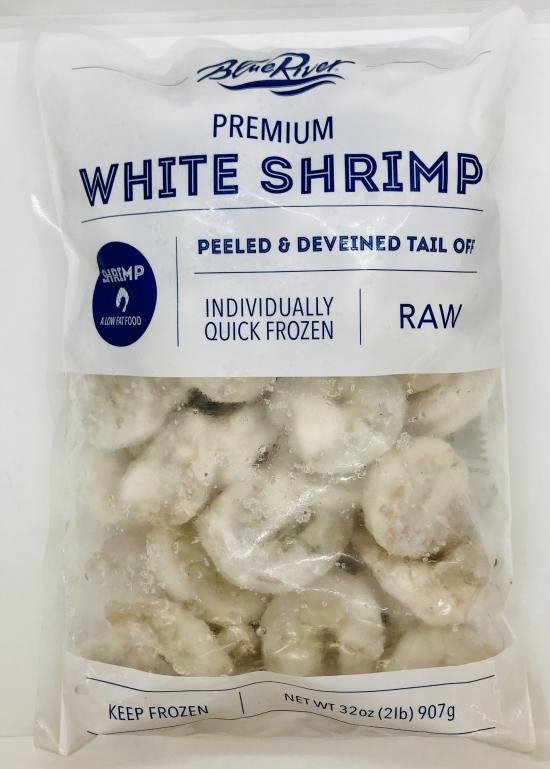 Blue River Premium White Shrimp Peeled & Deveined Tail Off 907g