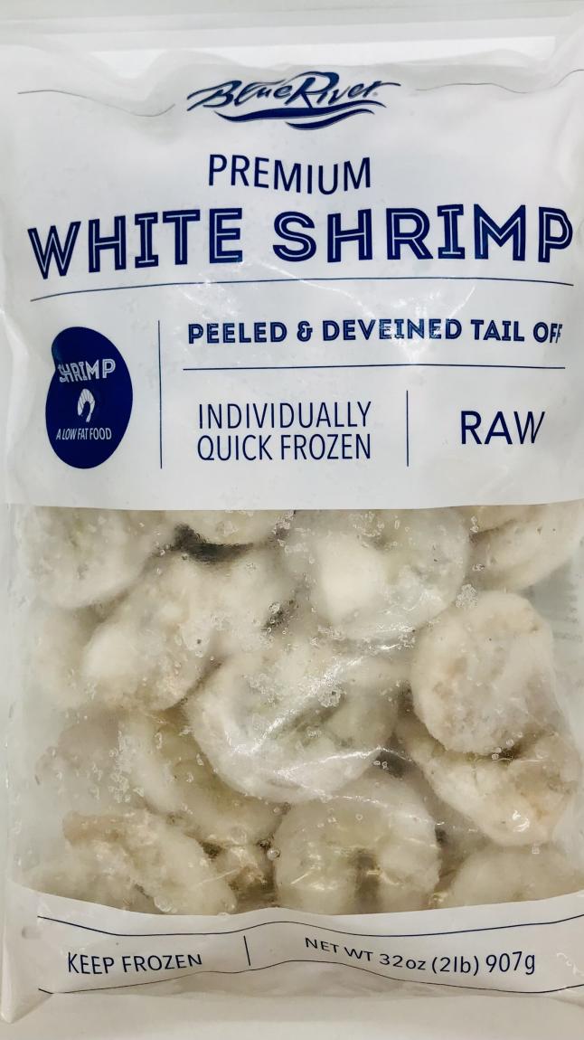 Blue River Premium White Shrimp Peeled & Deveined Tail Off 907g