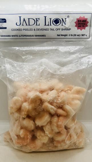 Jade Lion Cooked Peeled & Deveined Tail Off Shrimp 907g