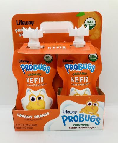 Lifeway Probugs Organic Kefir creamy orange 416 mL.