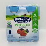 Stonyfield Organic probiotic wild berry smoothie 710mL.