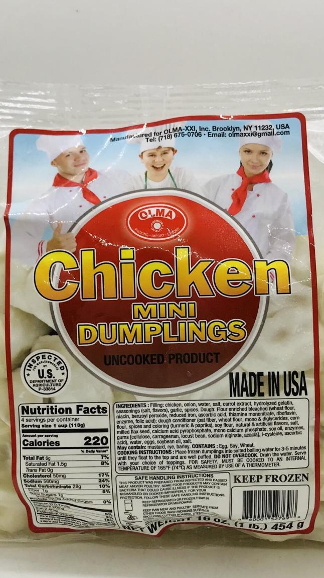 Olma Chicken Mini Dumplings Keep Frozen 454g