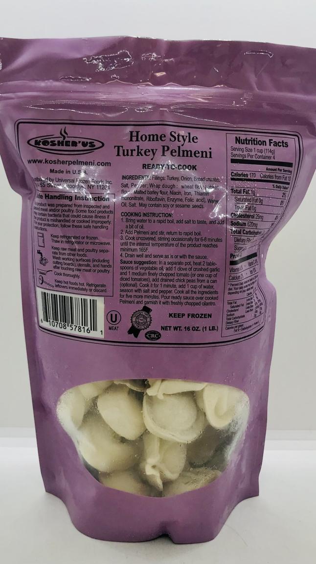 Kosher'us Home Style Pelmeni Turkey Ready To Cook 1lb