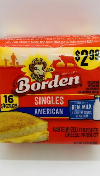 Borden Singles American cheese melts 302g.