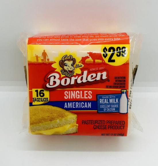 Borden Singles American cheese melts 302g.