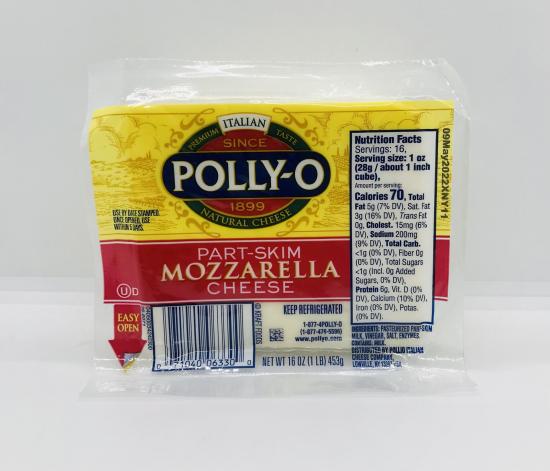 Polly-O Mozzarella  Part skim 453g.