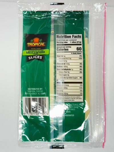 TROPICAL Mozzarella Cheese Slices  170g