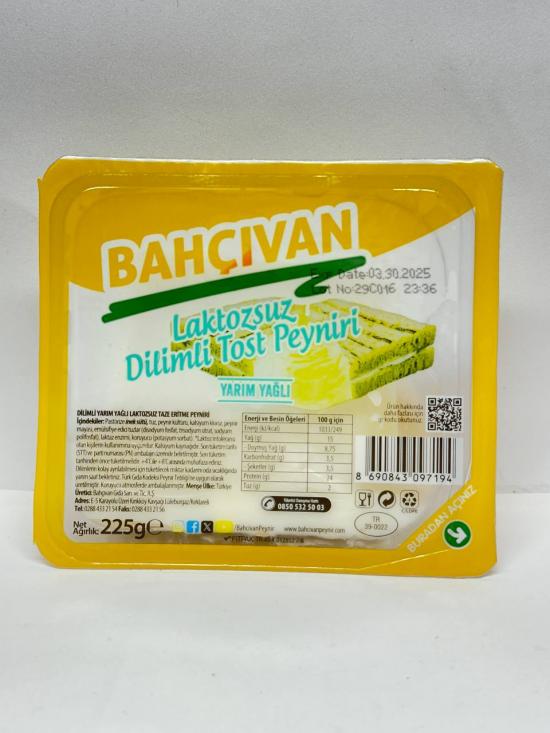 BAHCIVAN LAKTOZSUZ DILIMLI TOST PEYNIRI 225g