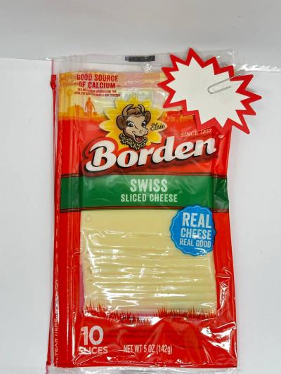 BORDEN SWISS SLICED CHEESE 142g