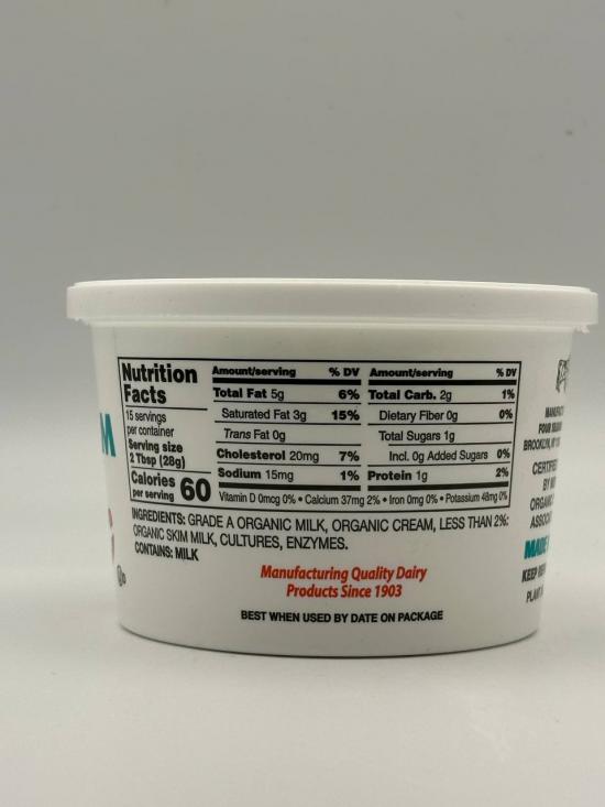 Sour Cream Organic Amish  425g