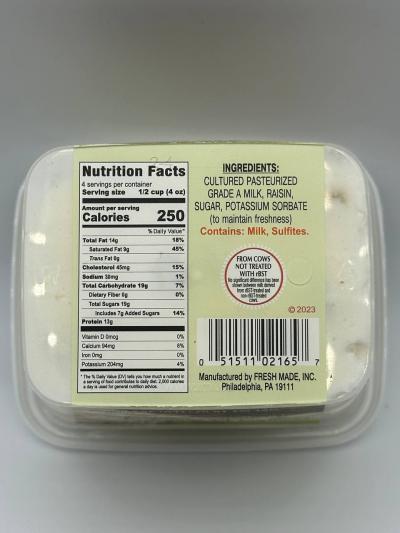 Fresh Made Farmer Cheese with Rasins 453g