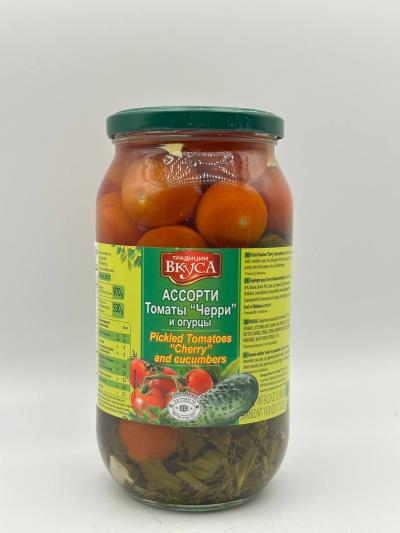 VKUSA Pickled Tomatoes Cherry and Cucumbers 970g