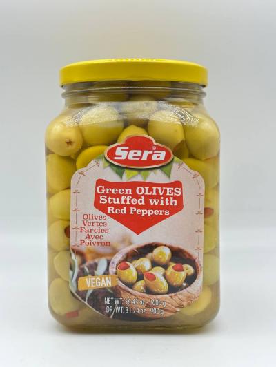 SERA Green Olives Stuffed with Red Peppers 1600g