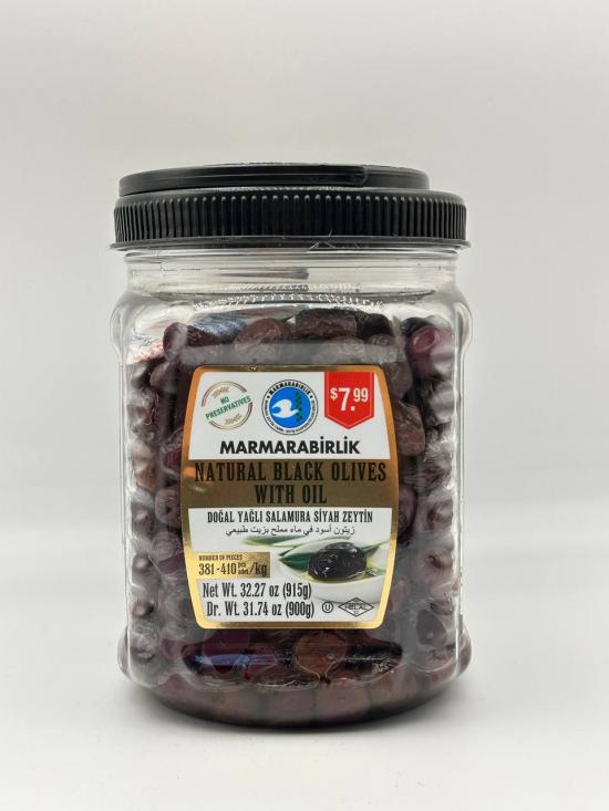 Marmarabirlik natural black olives with oil 915g