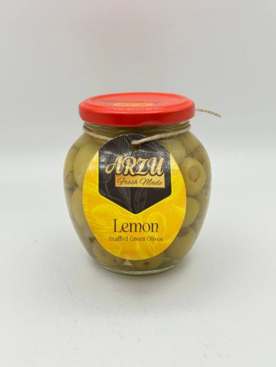 ARZU FRESH MADE LEMON STUFFED GREEN OLIVES 550g