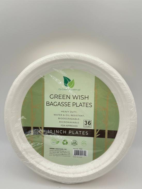 Green wish bagasse plates 36pcs