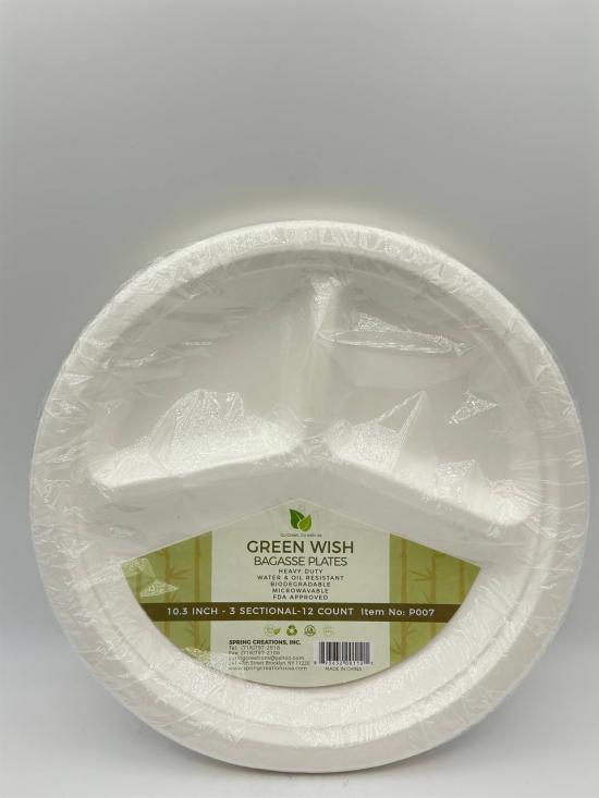 Green wish bagasse plates 12pcs