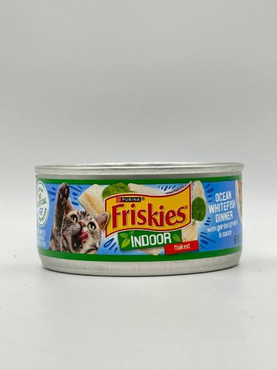 FRISKIES INDOOR OCEAN WHITEFISH DINNER WITH GARDEN GREENS IN SAUCE 156G CAT FOOD