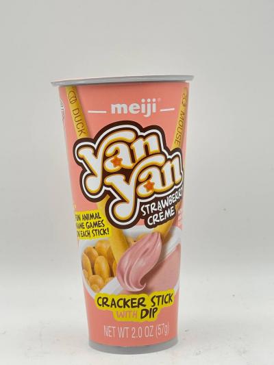 YAN YAN STRAWBERRY CREME CRACKER STICK WITH DIP  57G