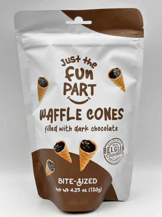 JUST THE FUN PART WAFFLE CONES WITH DARK CHOCOLATE 120g