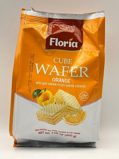 floria cube wafer orange in cream 200g