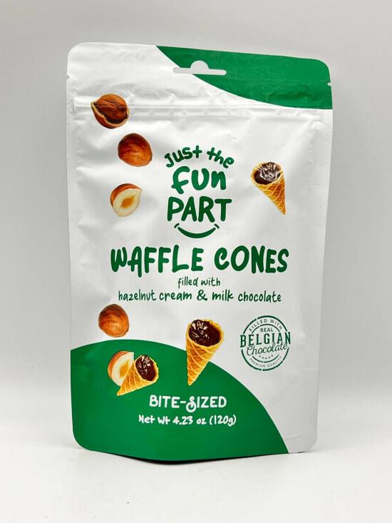 Waffle cons with hazelnut cream  & milk chocolate 120g