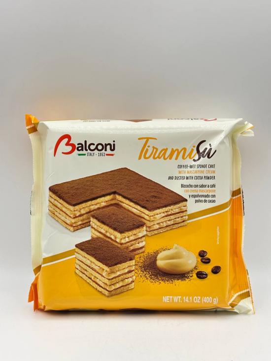 BALCONI TIRAMISU COFFE-WET SPONGE CAKE WITH MASCARPONE CREAM & DUSTED WITH COCOA POWDER 400G