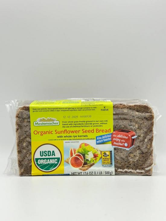 mestemacher organic sunflower seed bread with whole rye kernels 500g