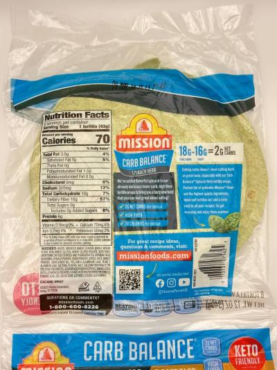 Mission Carb Balance Spinach herb 340g