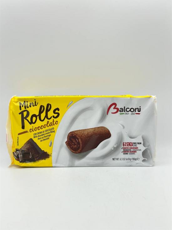 BALCONI MINI ROLLS FILLEDWITH CHOCOLATE 180G