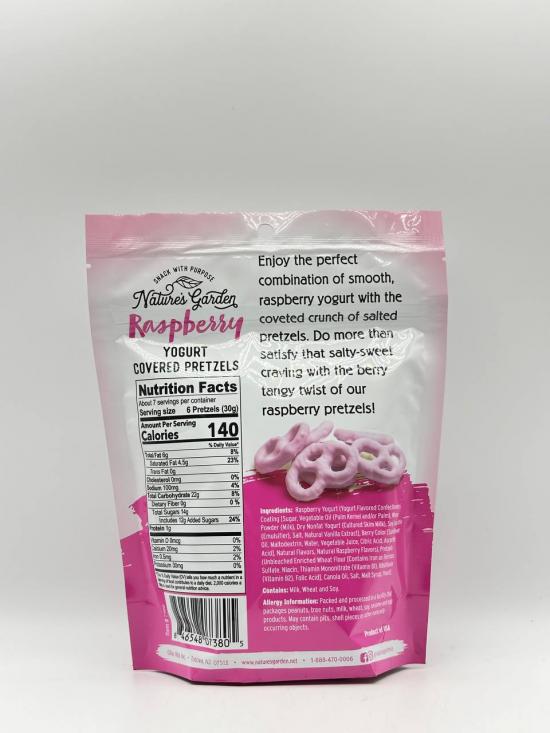 NATURES GARDEN RASPBERRY YOGURT COVERED PRETZELS 198G