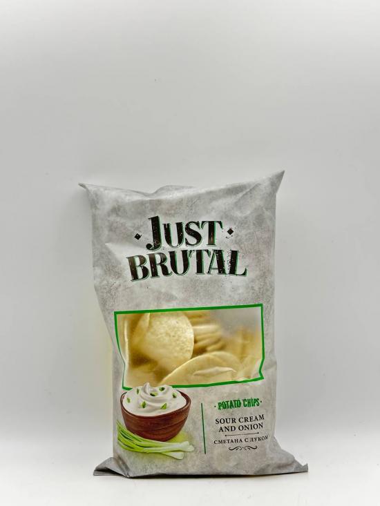 JUST BRUTAL POTATO CHIPS SOUR CREAM AND ONION 85G