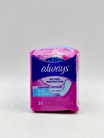 ALWAYS THIN MINCES CLEAN SCENT PAD X20